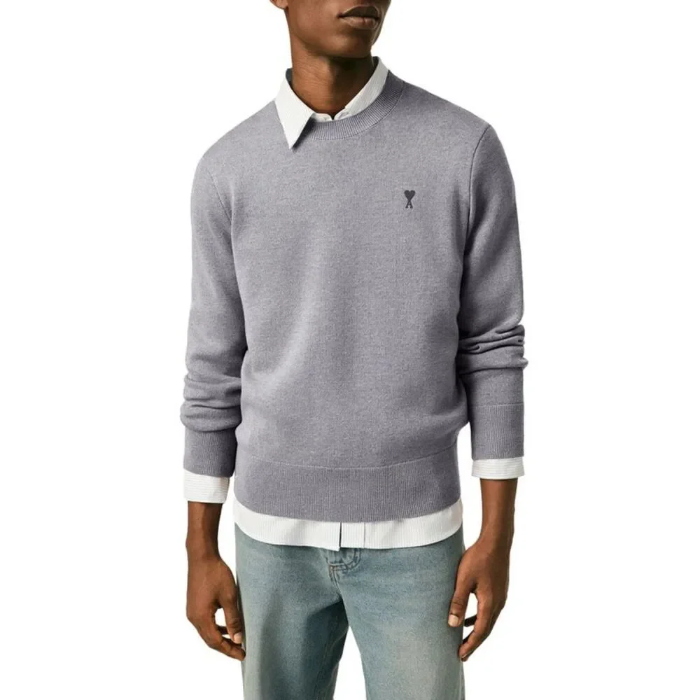 Ami Paris Men Crewneck Sweater Ami De Coeur In Merino Wool